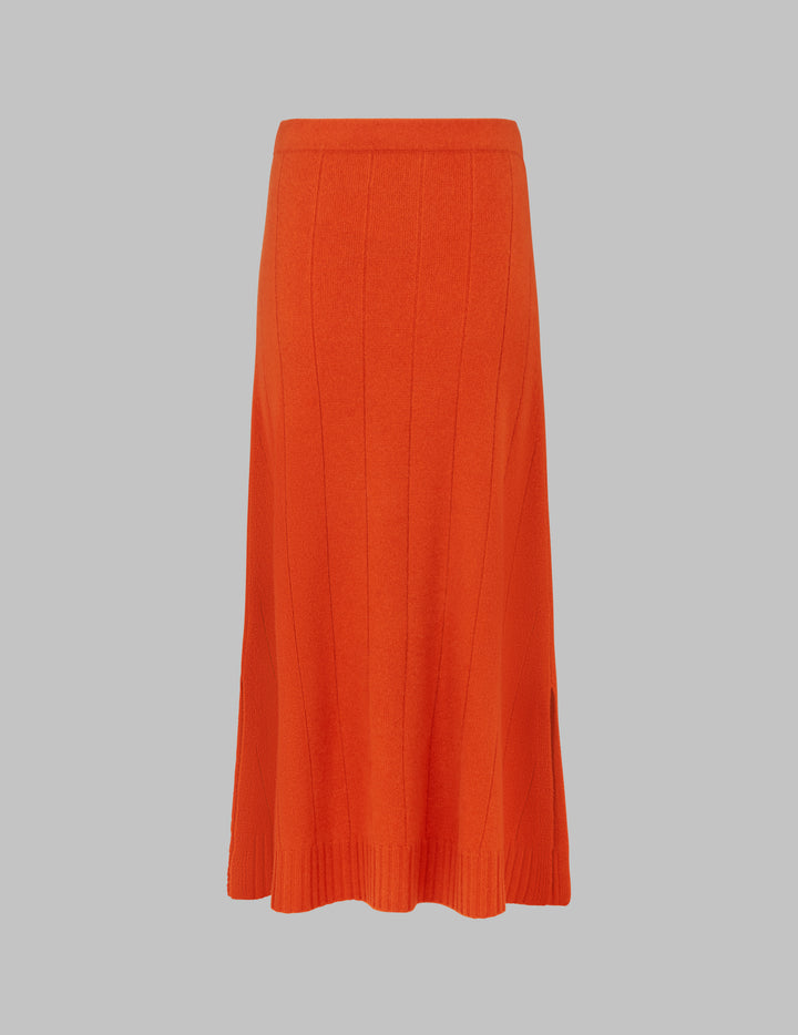 Marmalade Flat Rib Cashmere A-Line Midi Skirt