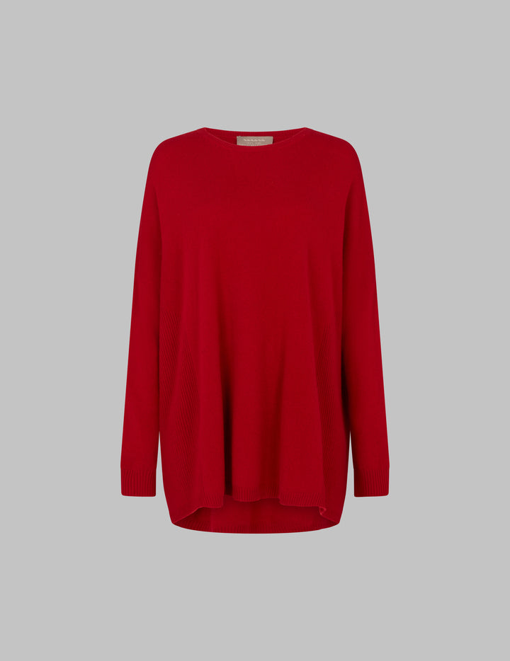 Garnet Red Oversized Cashmere Crew Neck Sweater