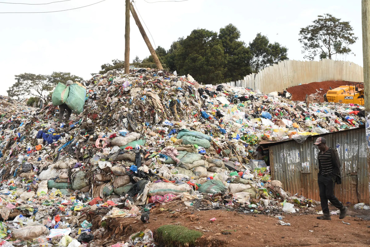 A mountain of discarded clothing in Kenya