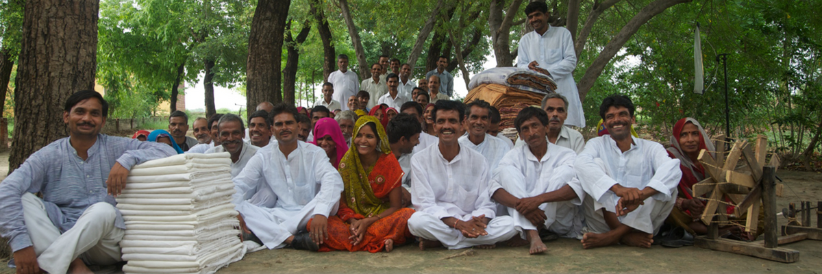 Weavers of Khadi at the Sarvodaya Ashram, Etah, Uttar Pradesh