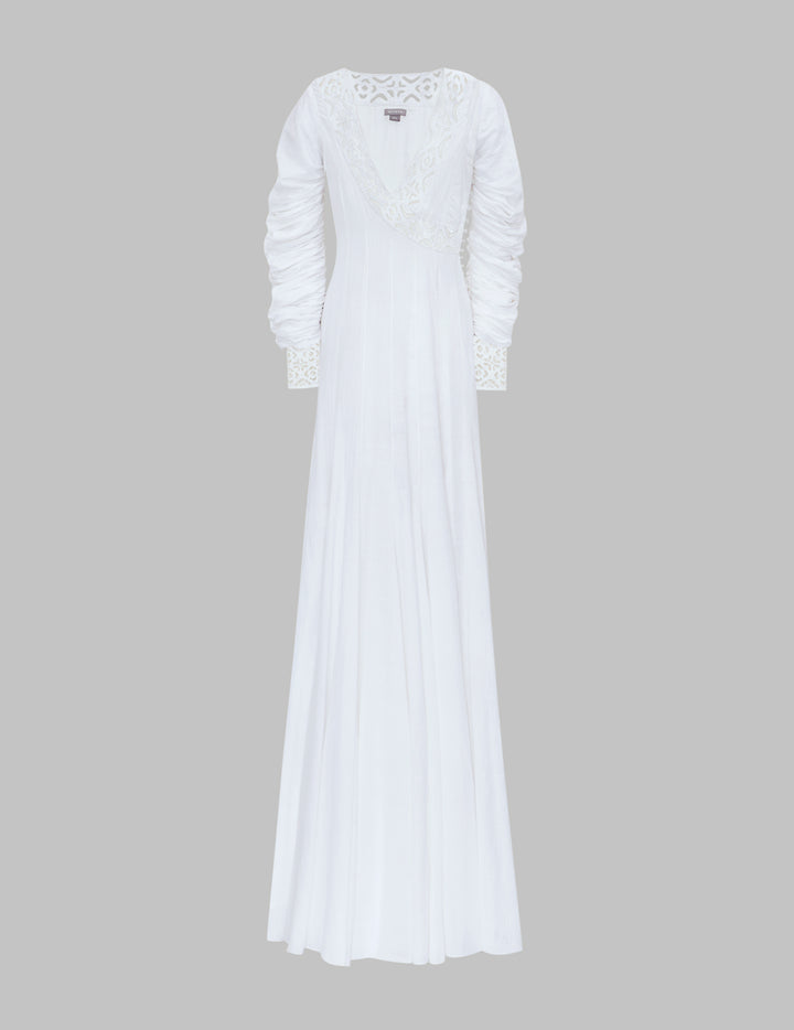 White Khadi Cotton Angarkha Maxi Dress