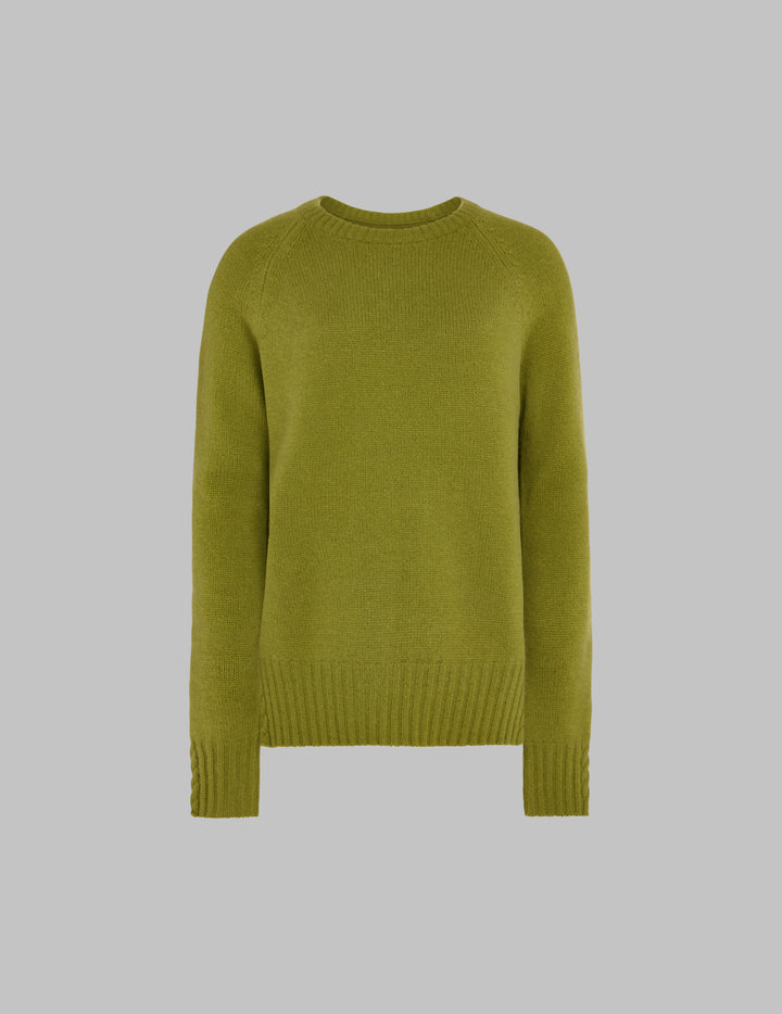 Bamboo Green Cashmere Crew Neck Sweater