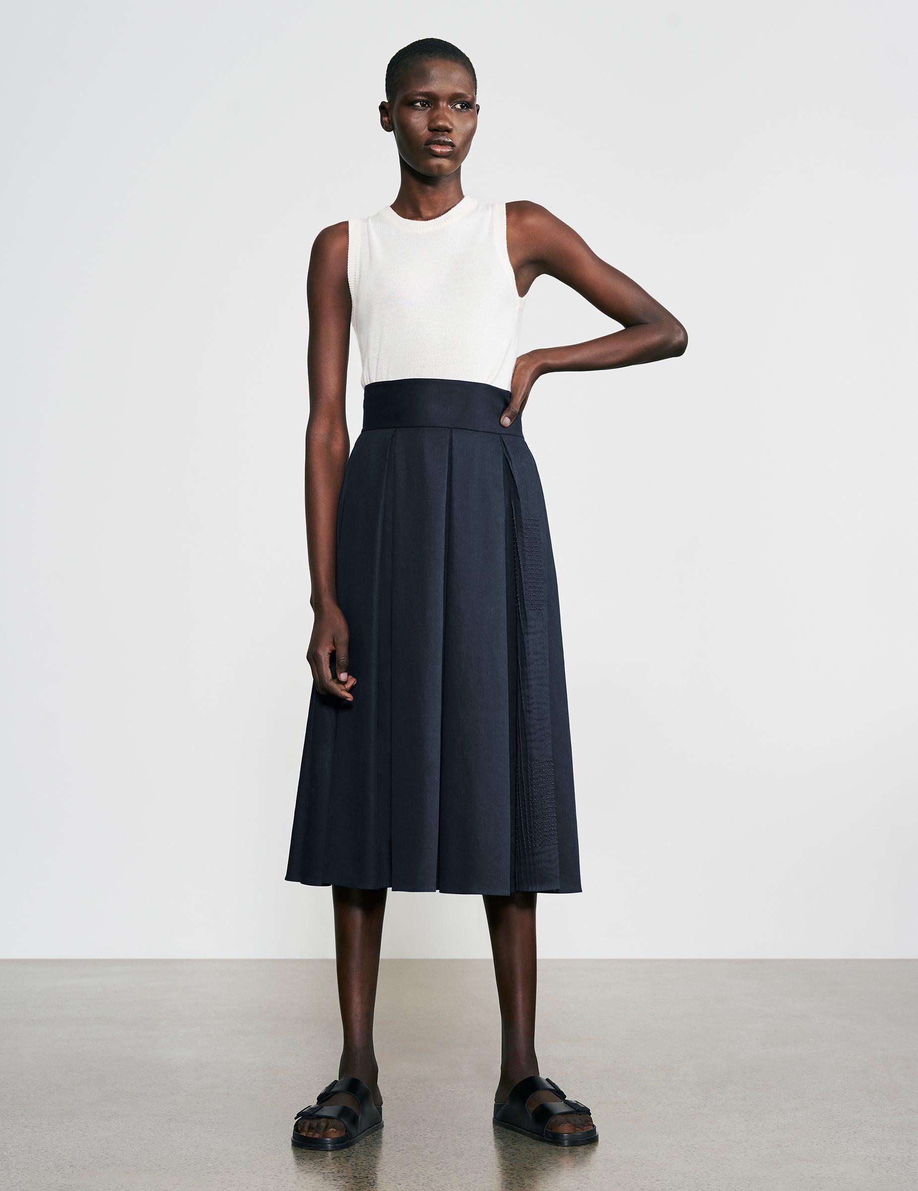 Full Cotton Midi Skirt - Black, Flora Bloom