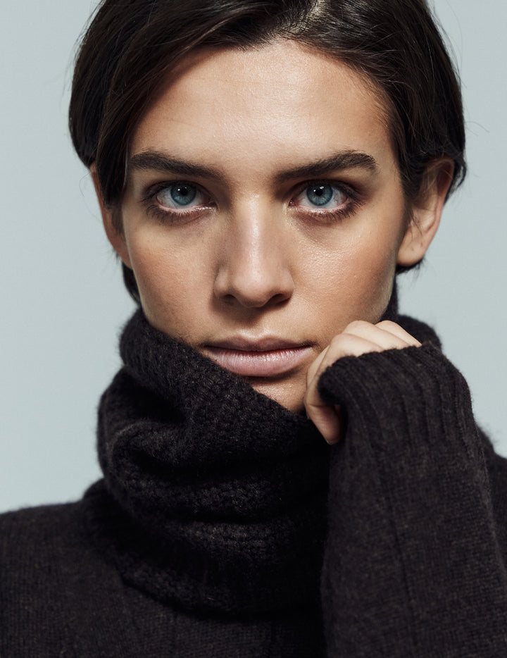 Compost Brown Cashmere Ribbed Snood