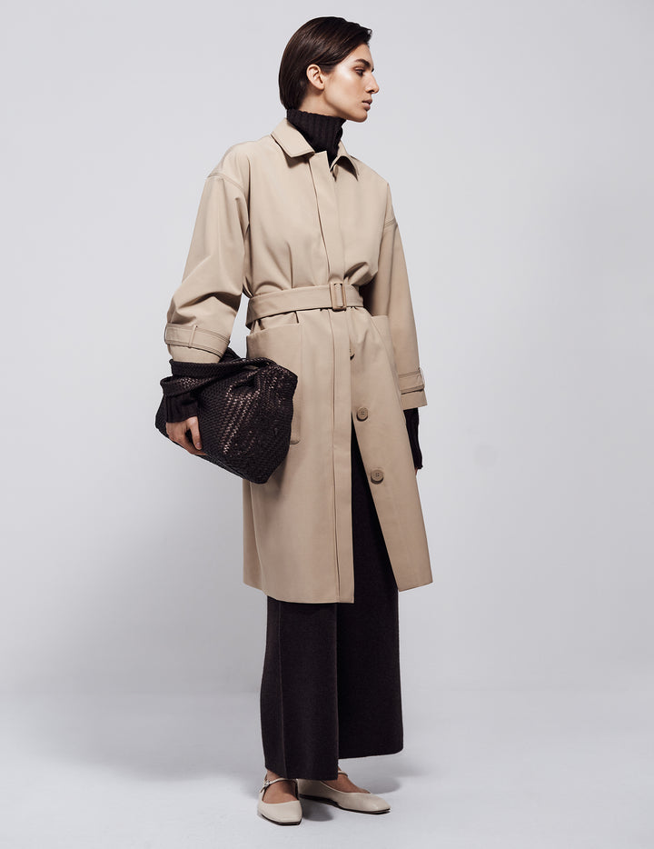 Sand Organic Cotton and Recycled Polyester Duster Coat