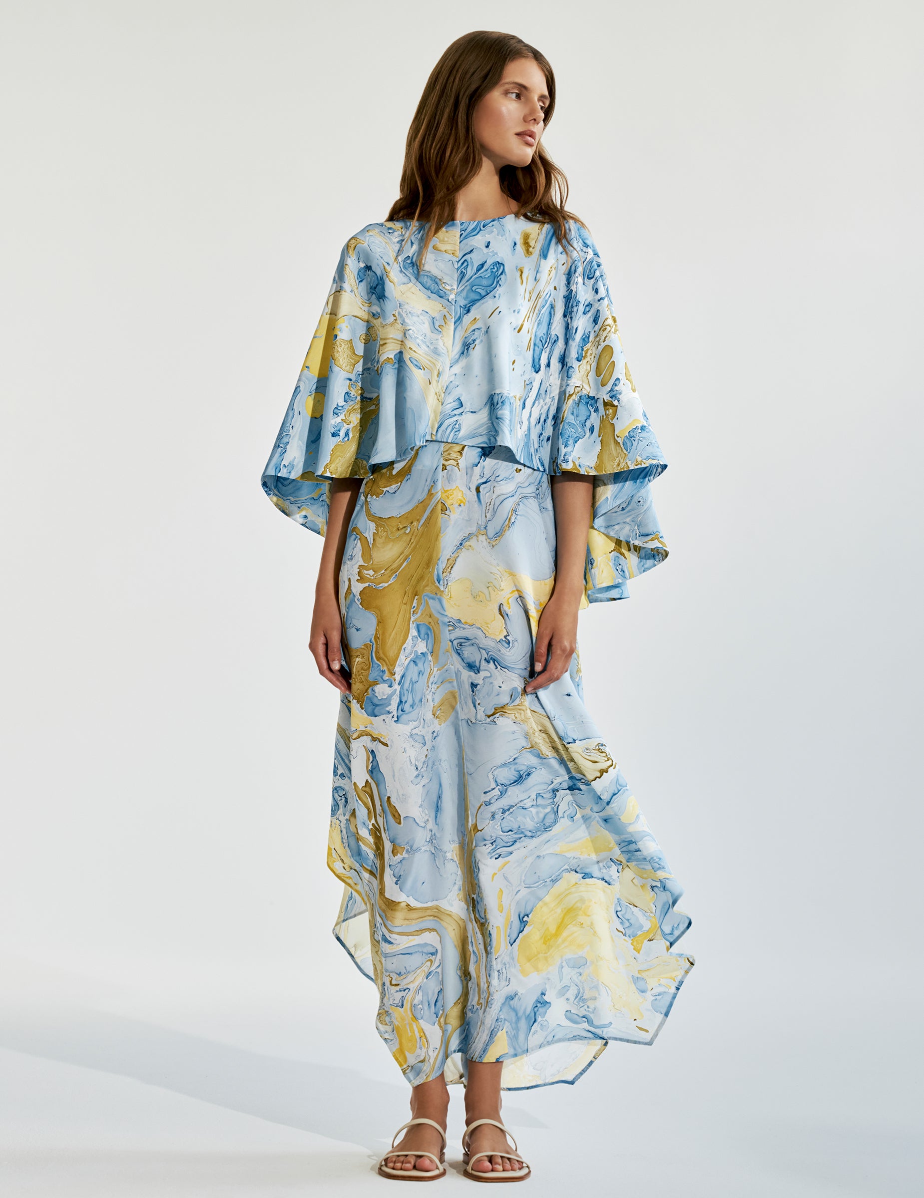 Dresses | One Shoulder Cape Sleeve Grecian Maxi Dress | KRISP