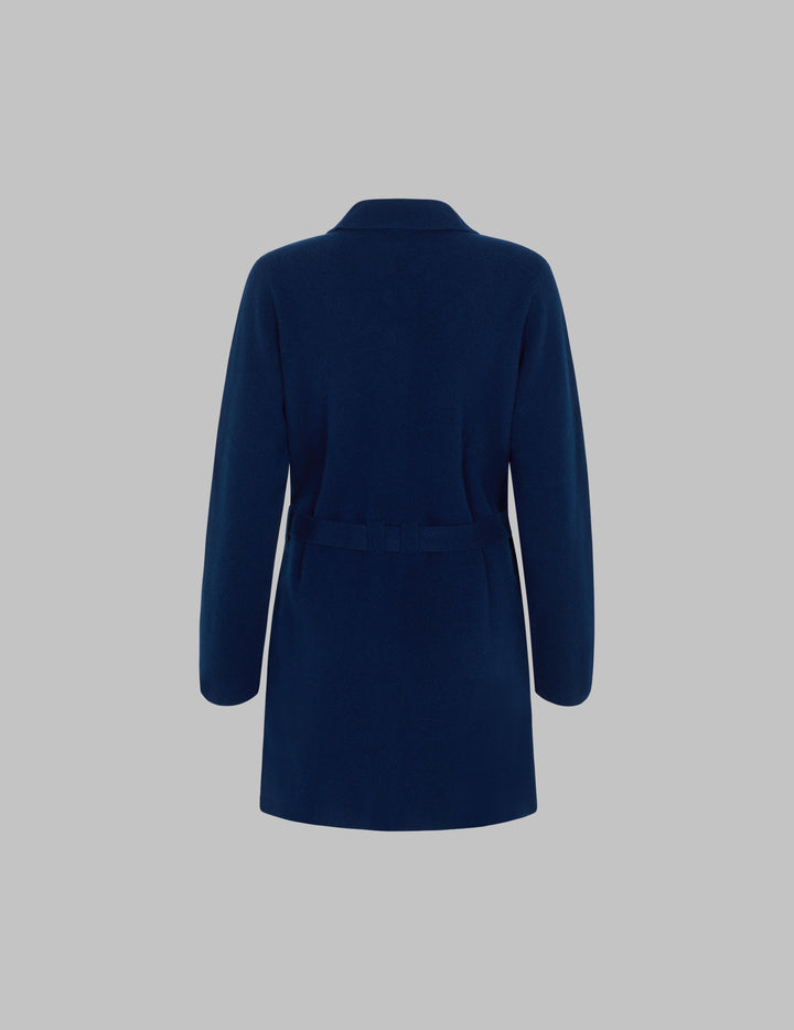 Midnight Blue Cashmere Cardigan with Collar