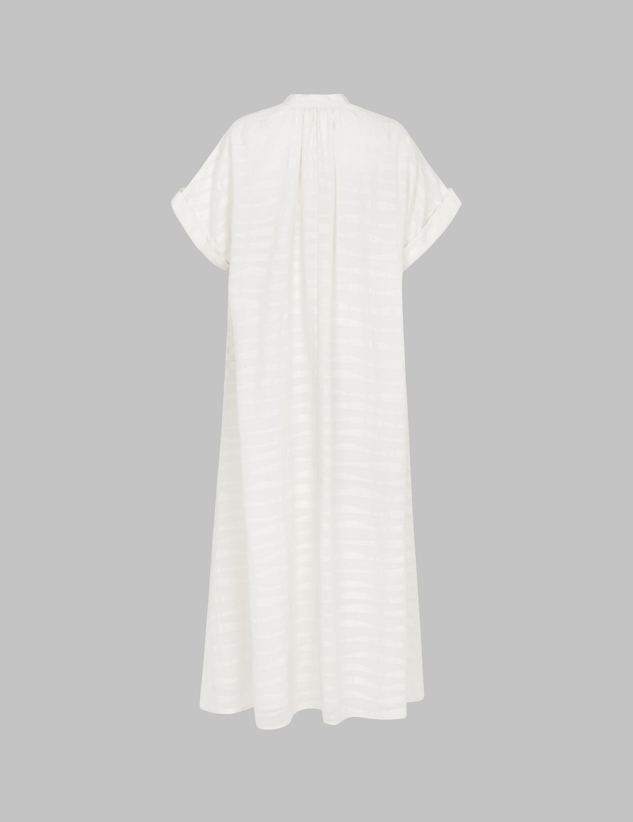  Off White Hand Woven Jamdani Cotton Maxi Shirt Dress 