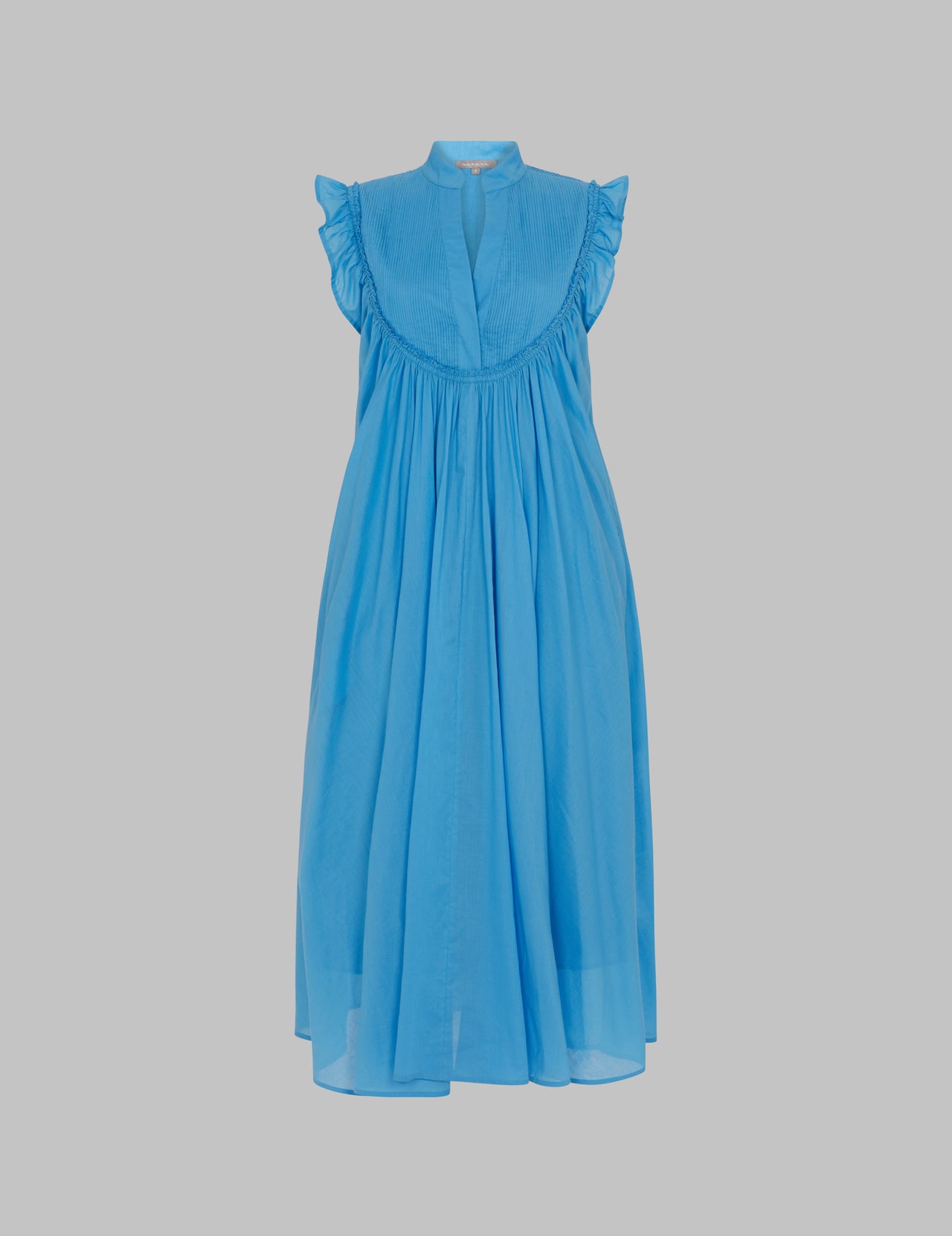  Sky Blue Cotton Voile Pintuck Midi Dress 