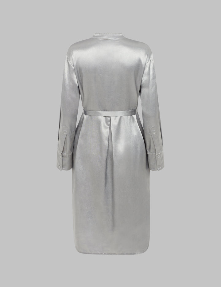 Silver Midi Shirt Dress