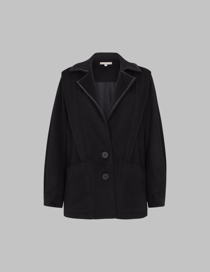 Black Cashmere Pea Coat Jacket