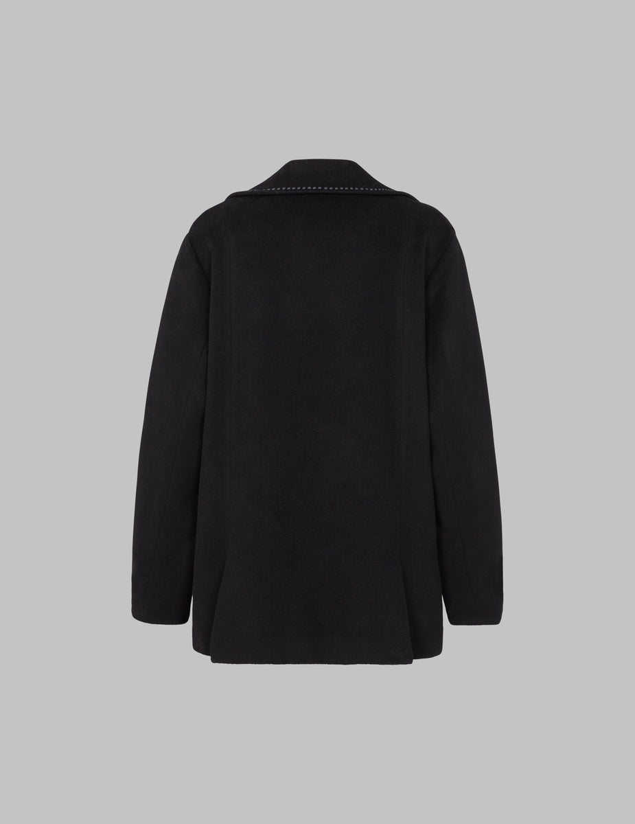 Black Cashmere Pea Coat Jacket