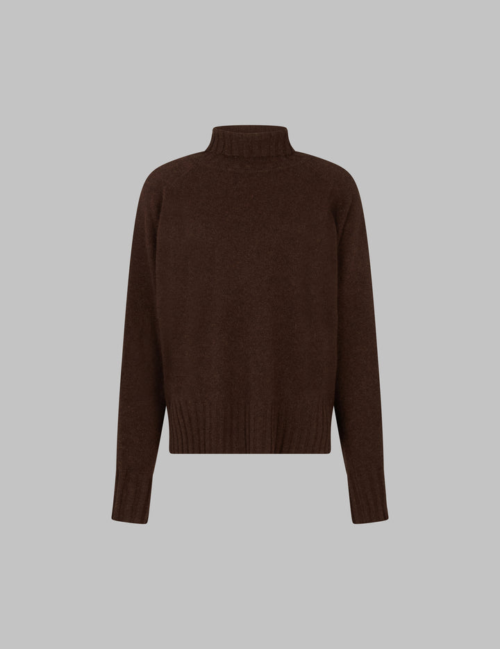 Compost Brown Roll Neck Cashmere Sweater