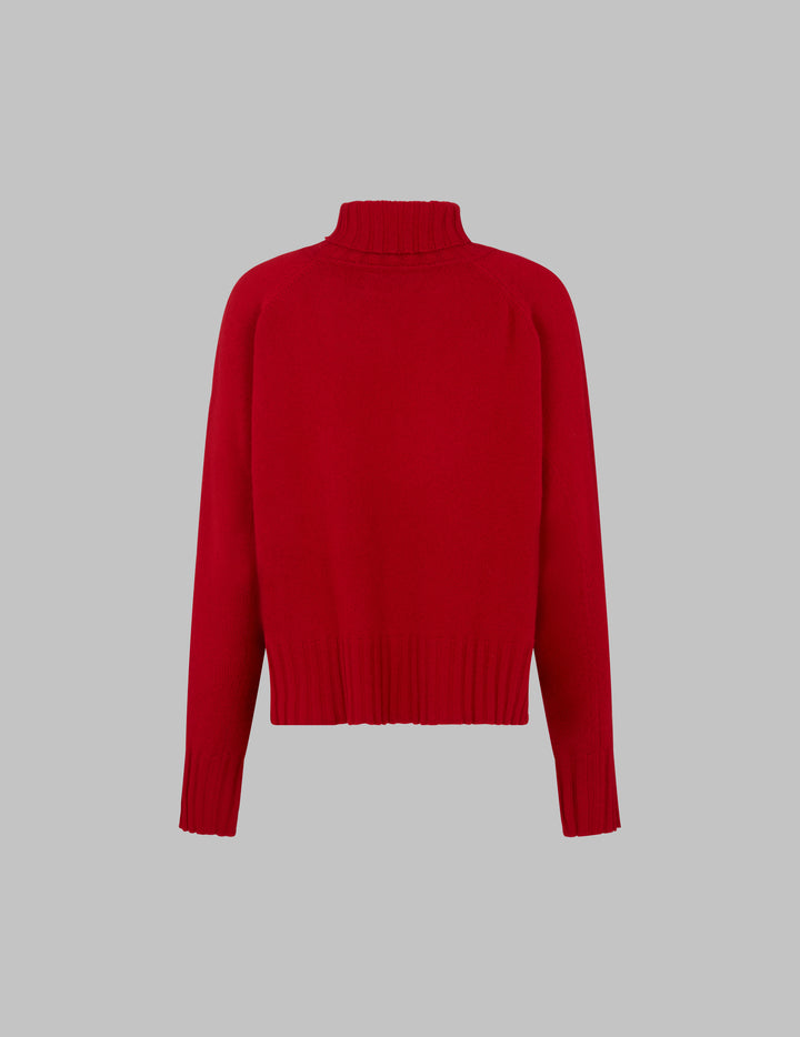 Garnet Red Roll Neck Cashmere Sweater