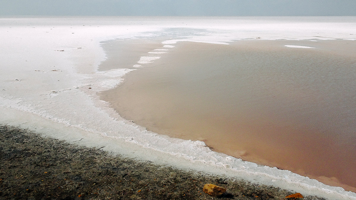 A panoramic view of the Great Rann of Kutch, a vast salt desert in Gujarat, India