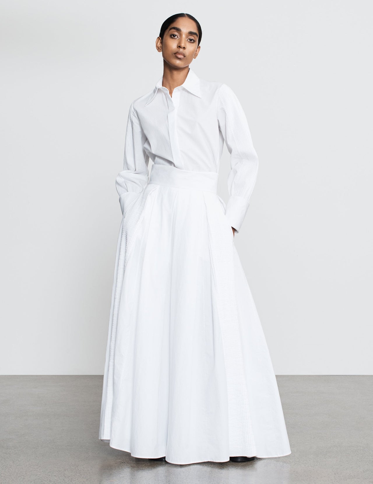  White Cotton Roma Maxi Skirt 
