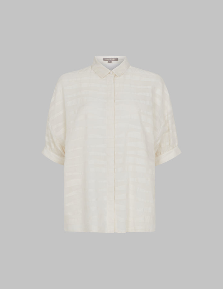 Off White Handwoven Jamdani Cotton Parco Shirt