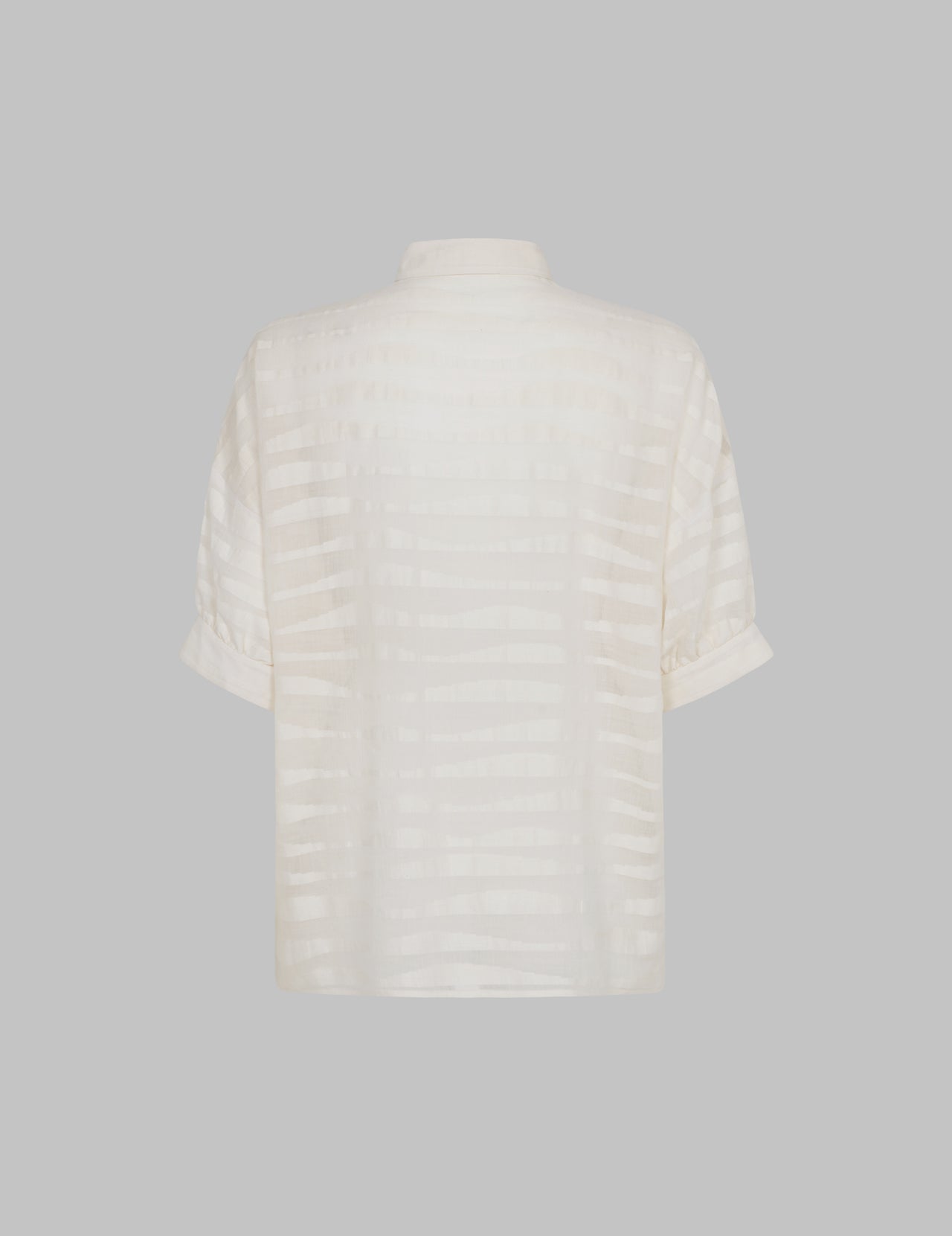  Off White Hand Woven Jamdani Cotton Gathered Sleeve Shirt 