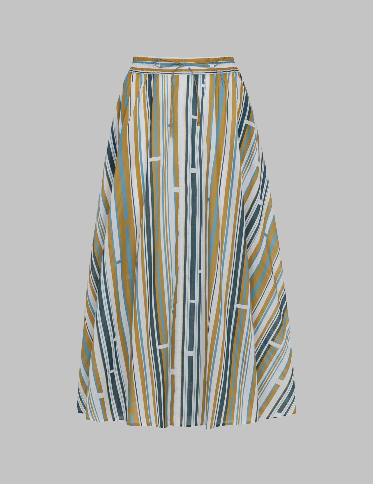  Printed Cotton Voile Drawstring Maxi Skirt | Varana 