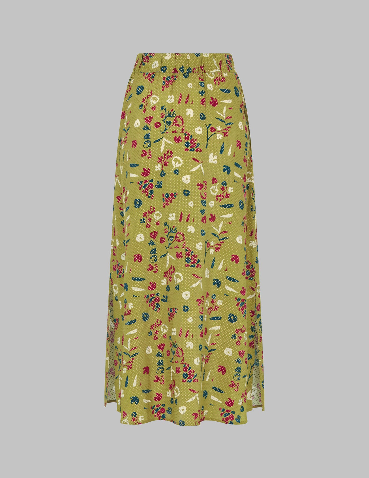  Citrus Print Silk Maxi Skirt 