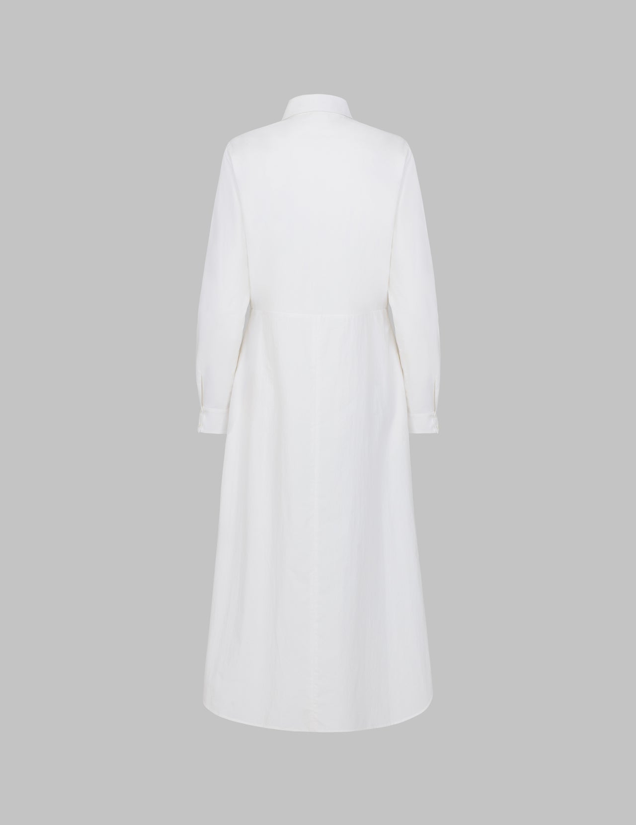  White Cotton Mercara Shirt Dress with Pleated Smocking 