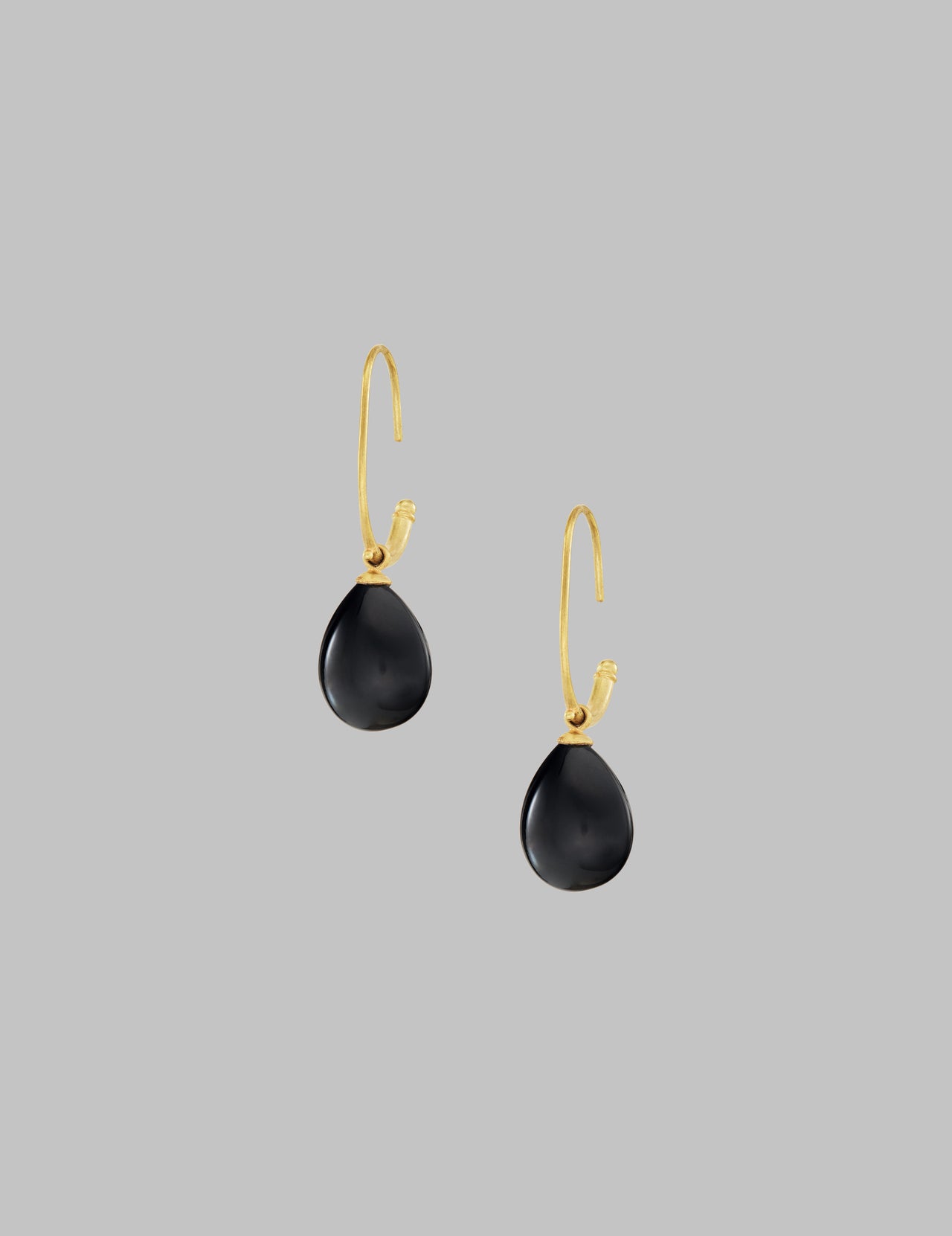  Black Onyx Gold Hoop Drop Earrings | Varana 