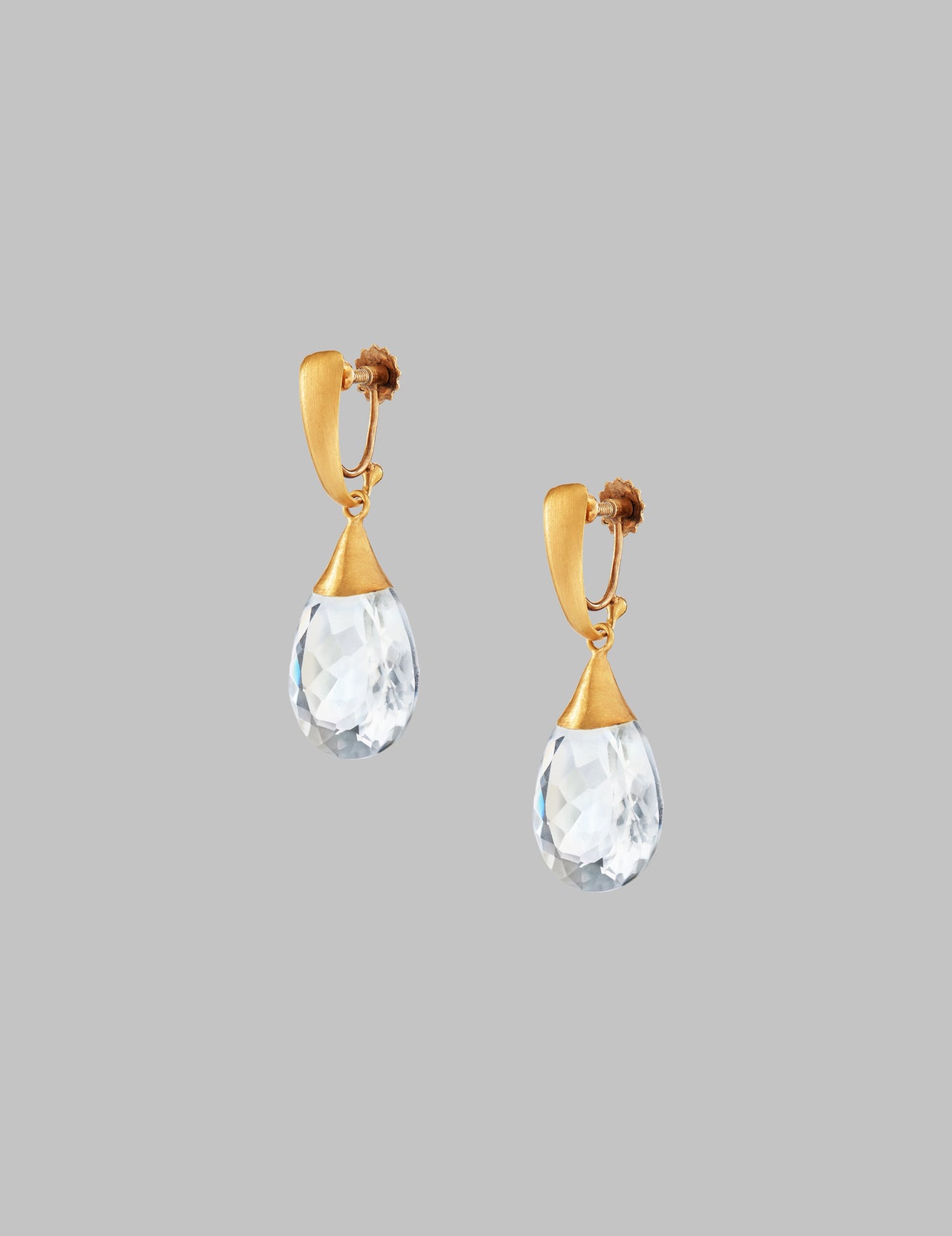  18k Gold Crystal Drop Earrings 