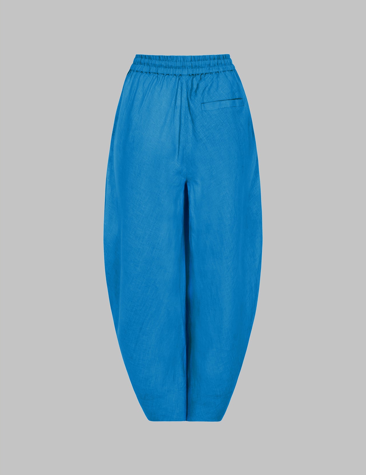  Mid Blue Linen Cropped Drawstring Trousers  