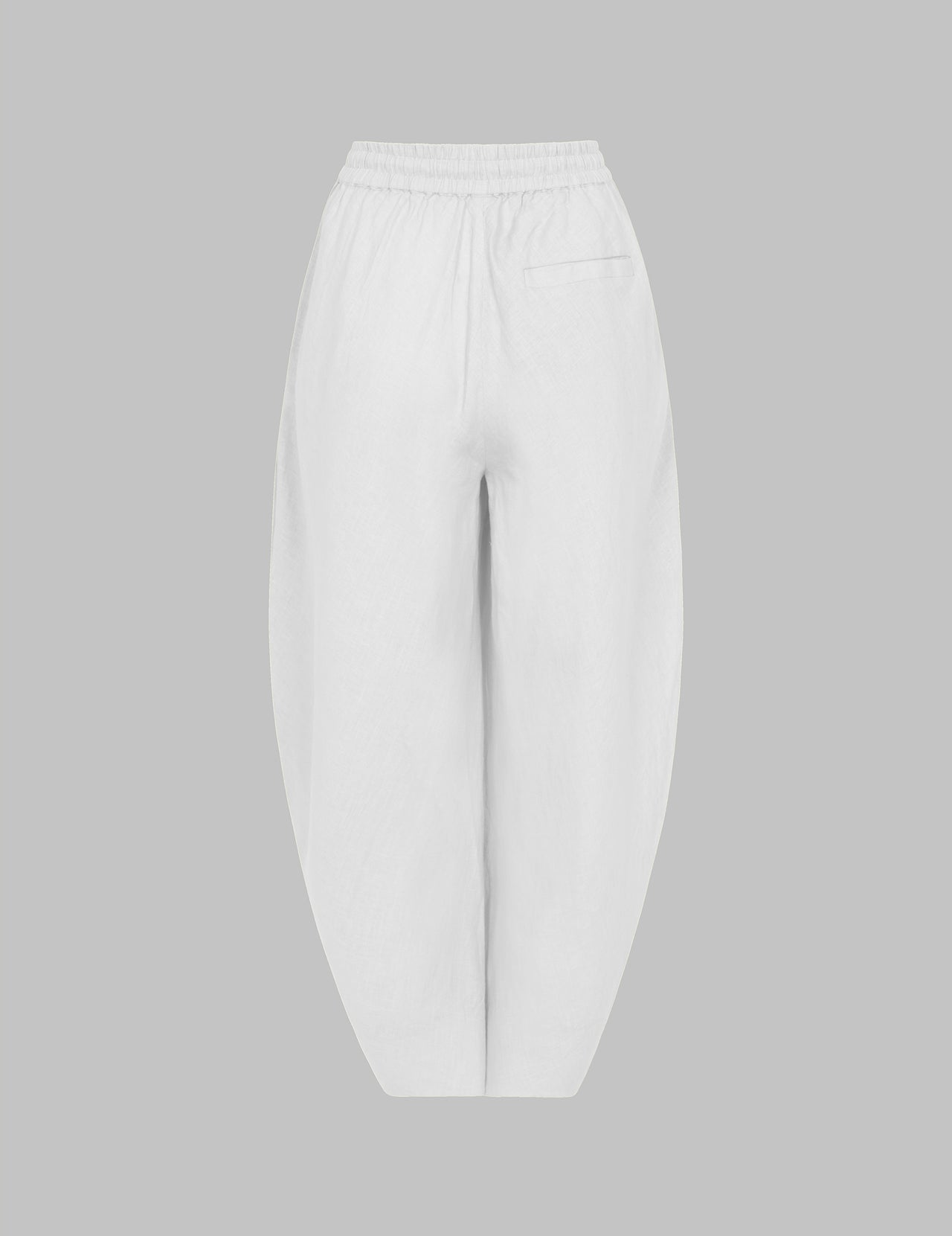  White Linen Cropped Drawstring Trousers 