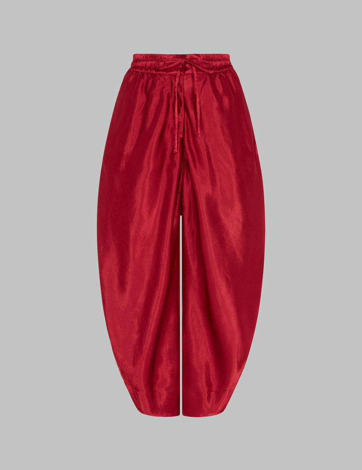 Coulis Red Cropped Drawstring Trousers