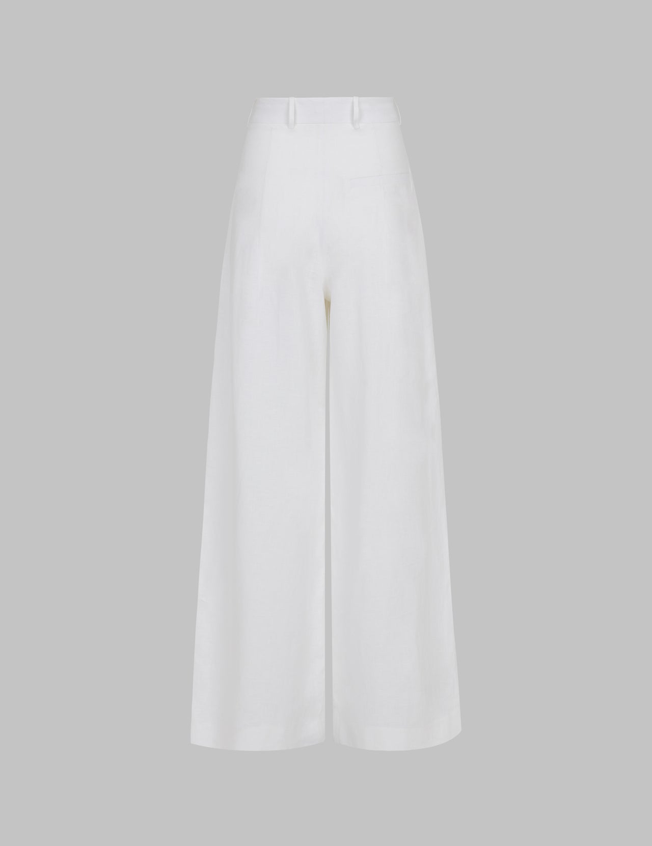  White Linen High Waisted Wide Leg Trousers 
