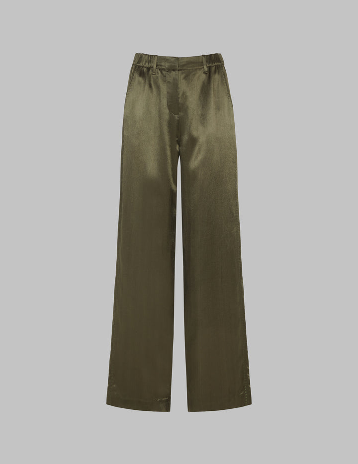 Olive Green Straight Leg Trousers