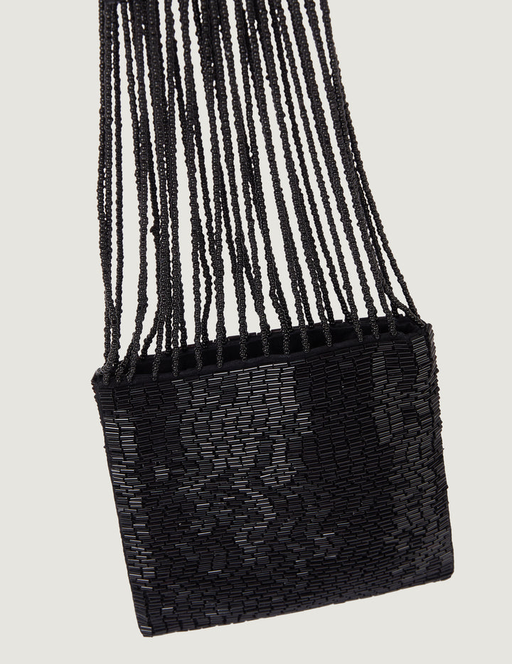 Black Embroidered Bead Bag