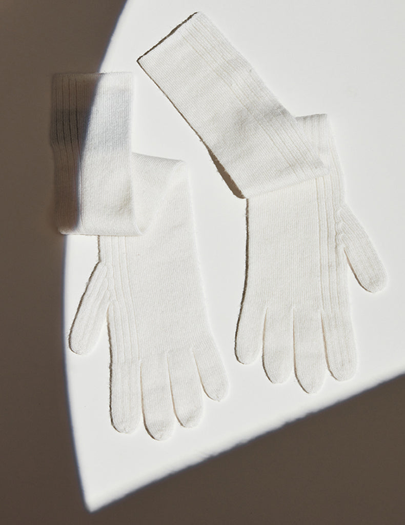  Chalk Textured Long Cashmere Gloves | Varana 