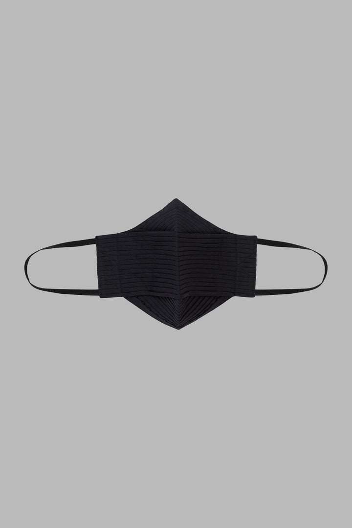 Black Pleated Cotton Face Mask & Pouch