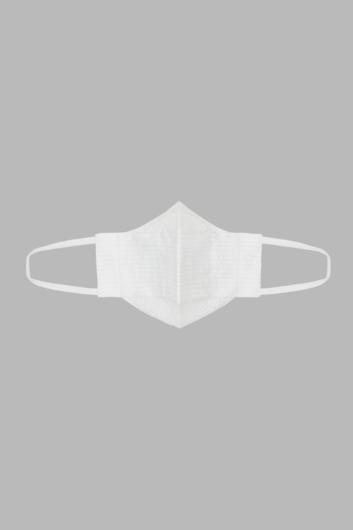 White Pleated Cotton Face Mask & Pouch