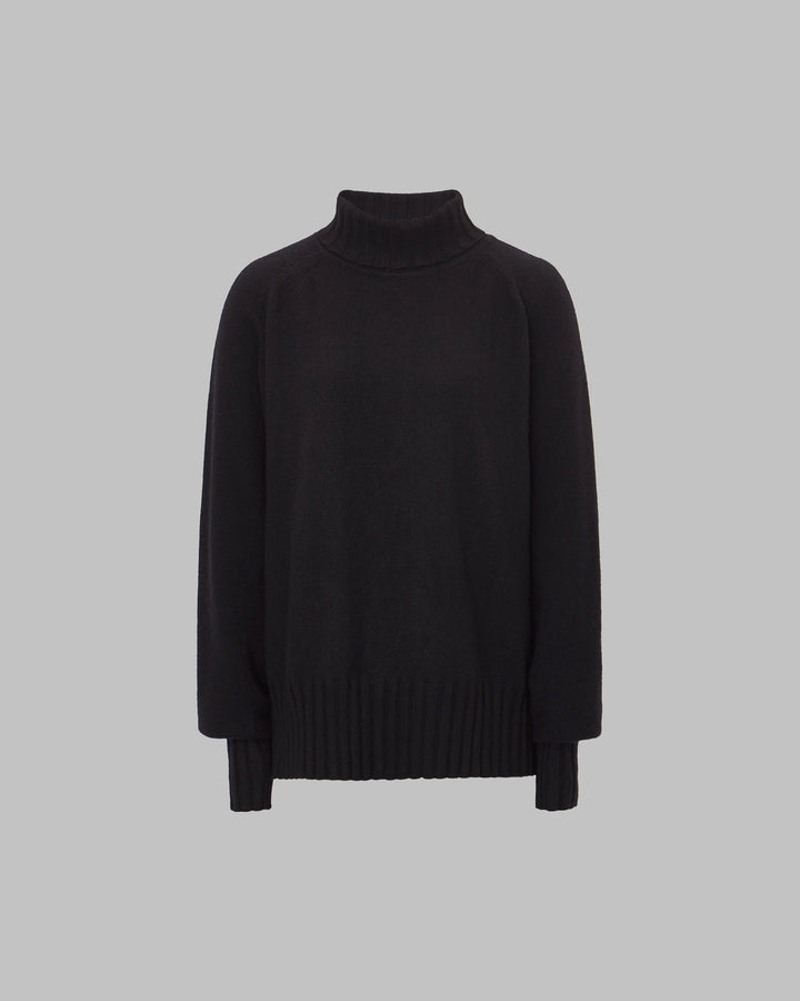 Black Roll Neck Cashmere Sweater
