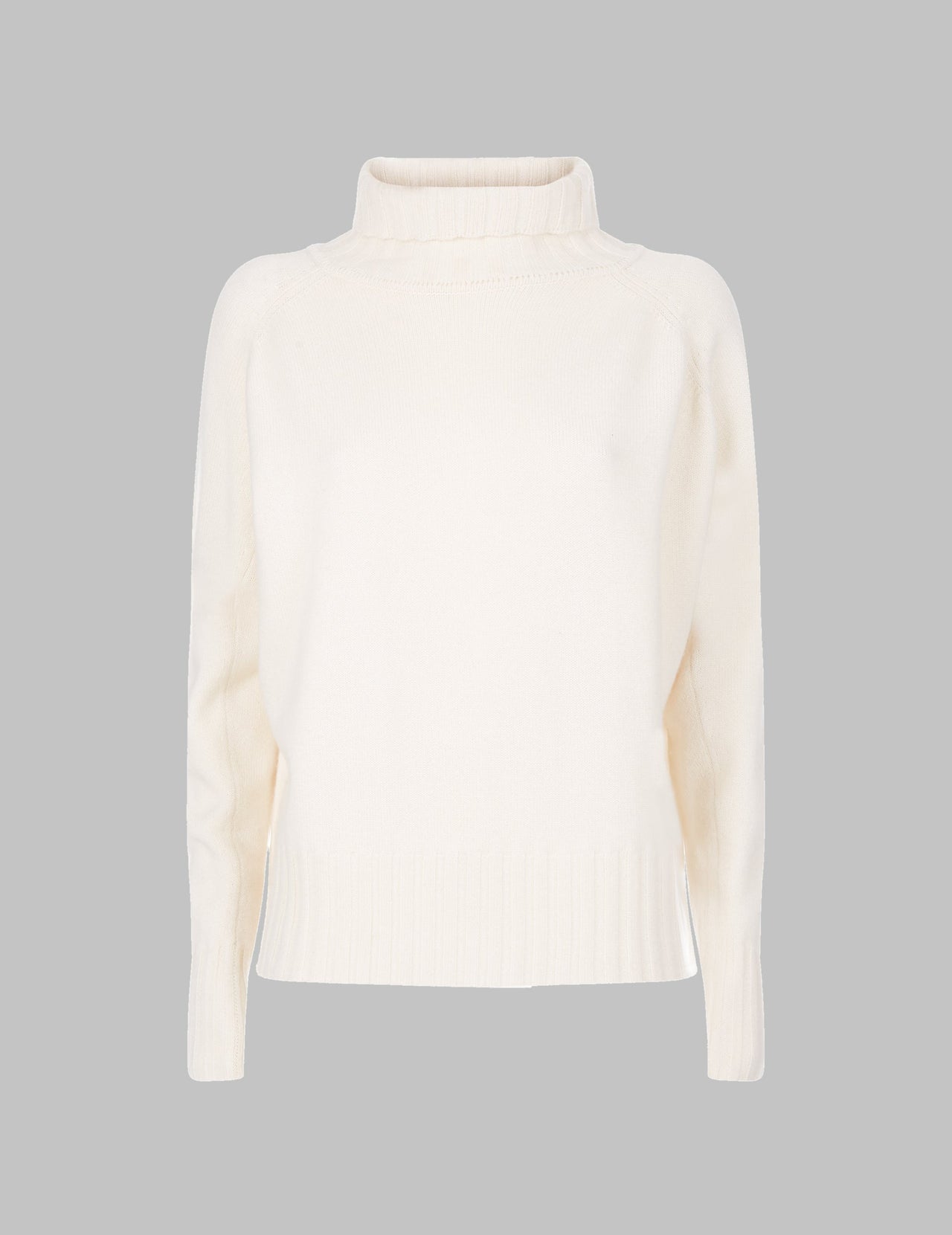  Chalk Roll Neck Cashmere Sweater | Varana 