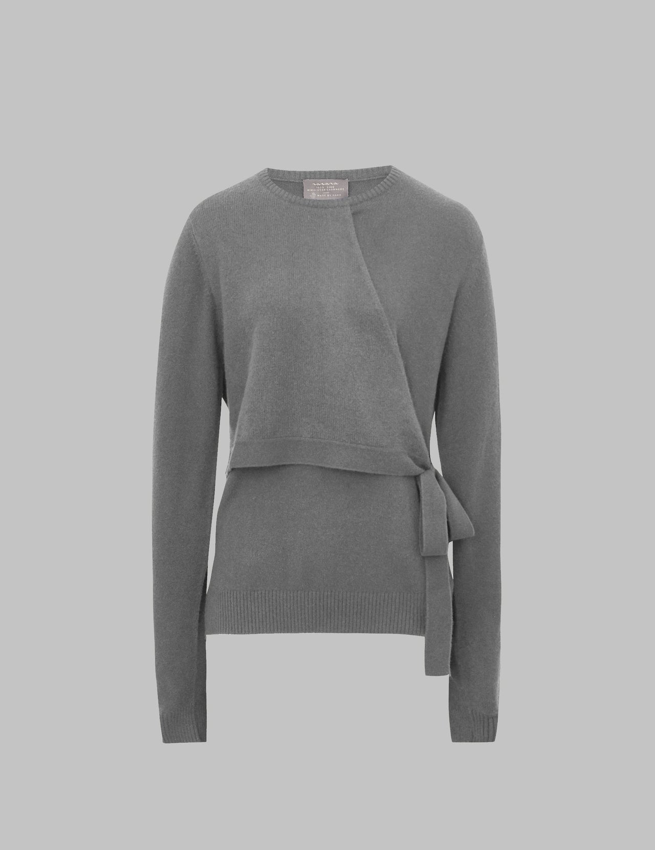  Derby Grey Front Wrap Cashmere Sweater | Varana 
