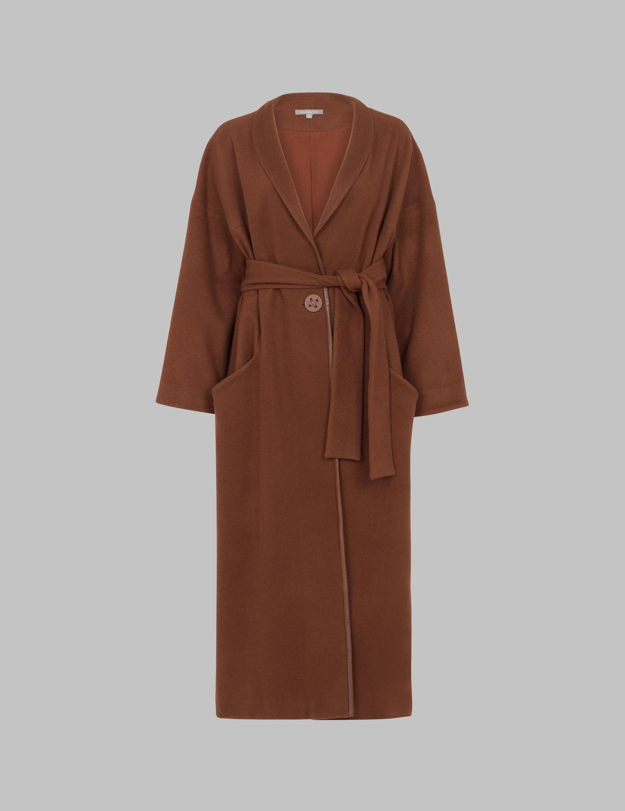  Brown Wool Long Keating Coat | Varana 