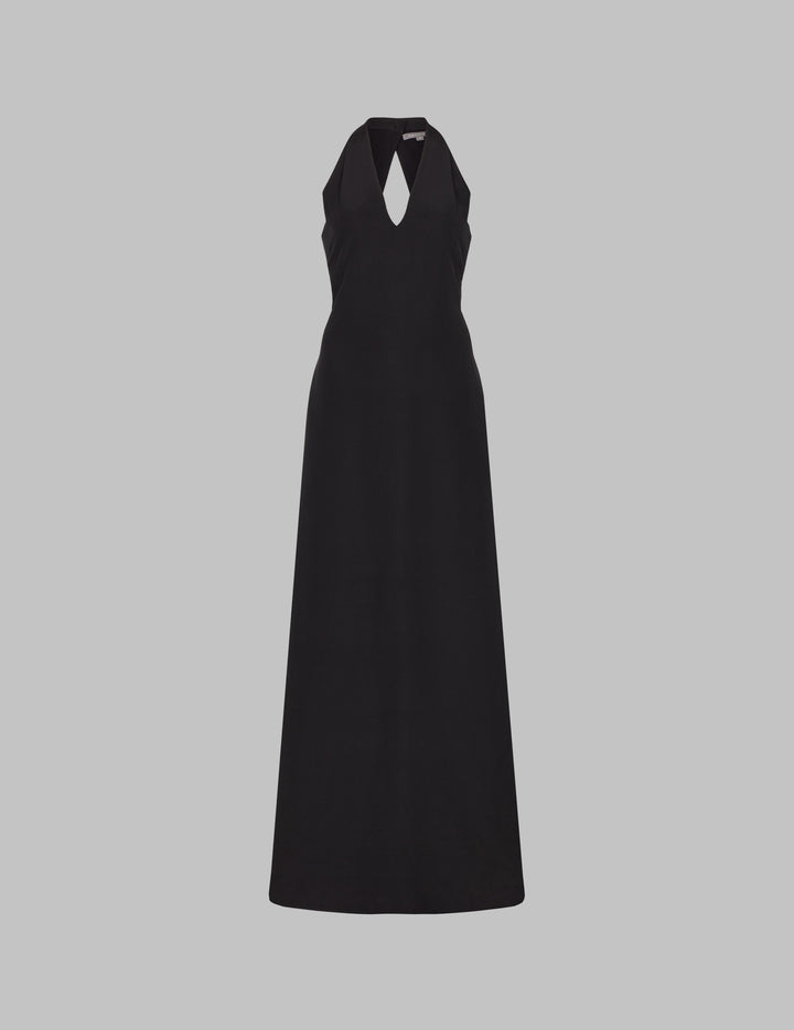 Black Silk Lena Halterneck Maxi Dress