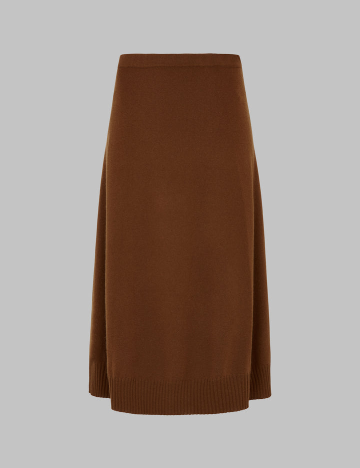 Syrup Brown Cashmere Midi Skirt