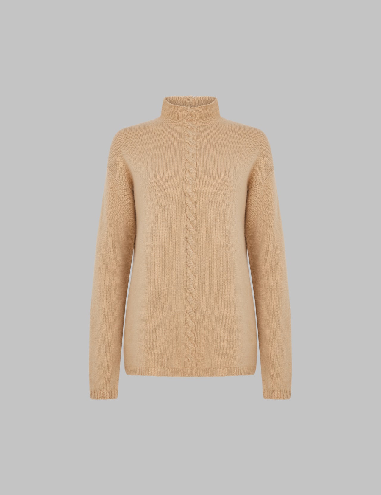  Honey Cashmere Sweater with Cable Details | Varana 