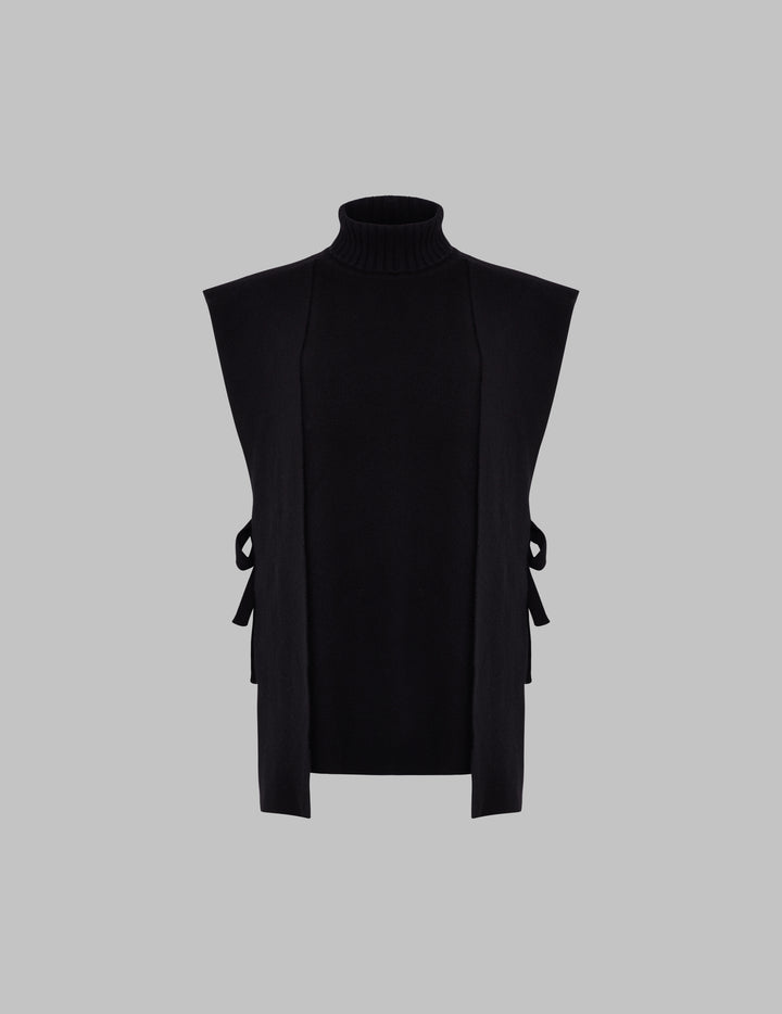 Black Double Layer Cashmere Vest
