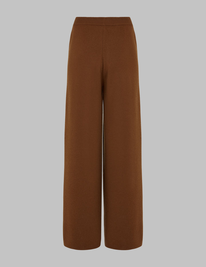 Syrup Brown Wide Leg Cashmere Trouser