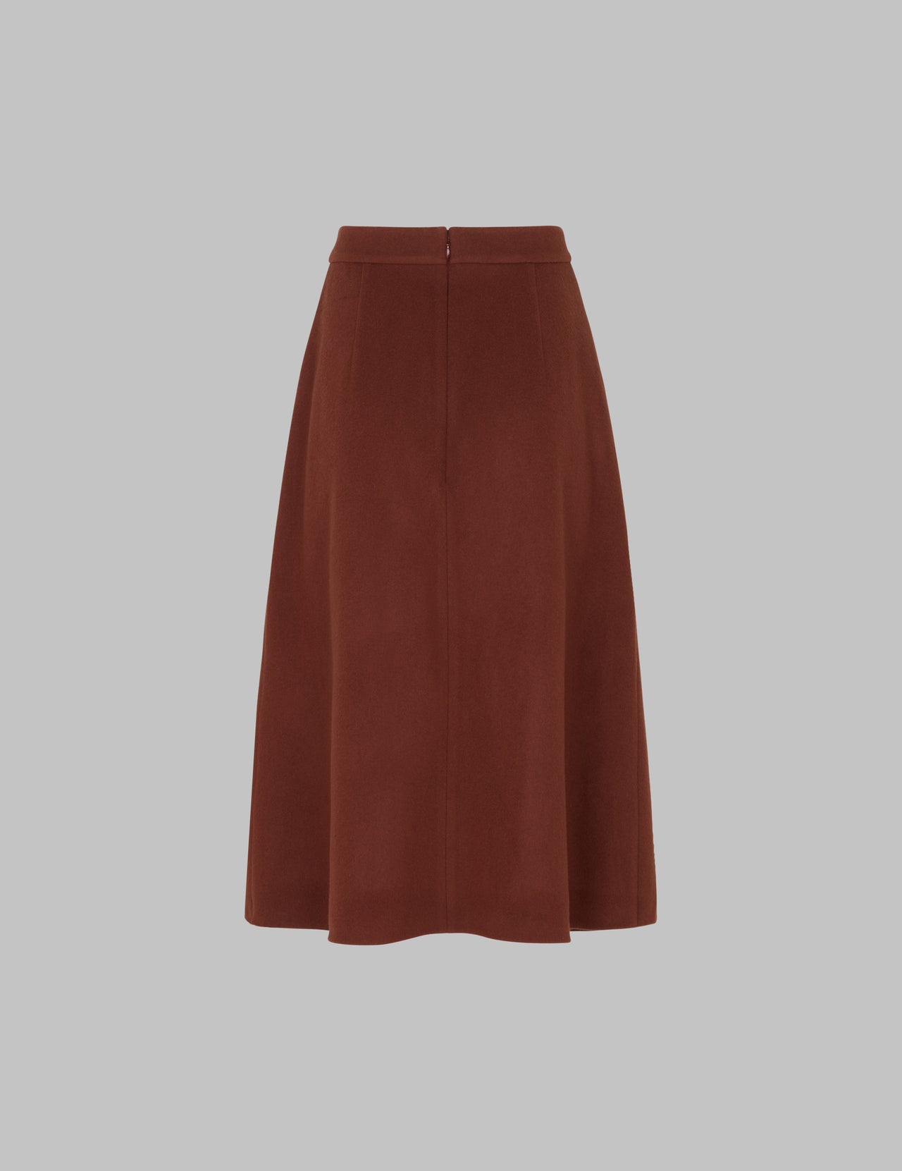  Brown Wool Pleated Midi Skirt 