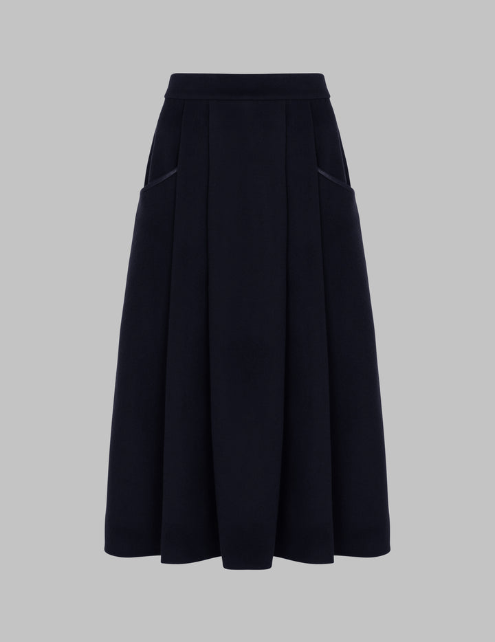 Navy Wool Vivien Midi Skirt