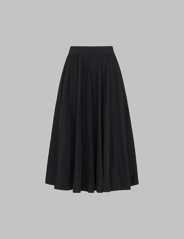 Black Silk Panelled Apsara Midi Skirt