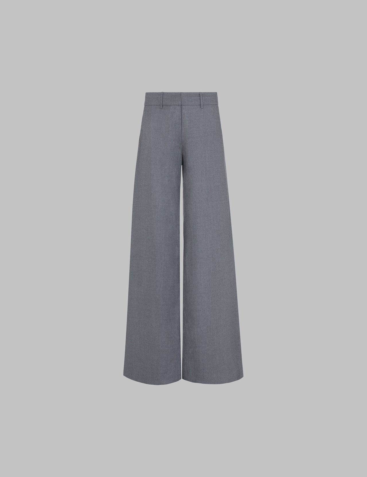  Grey Wool Dalhousie Wide Leg Trousers | Varana 