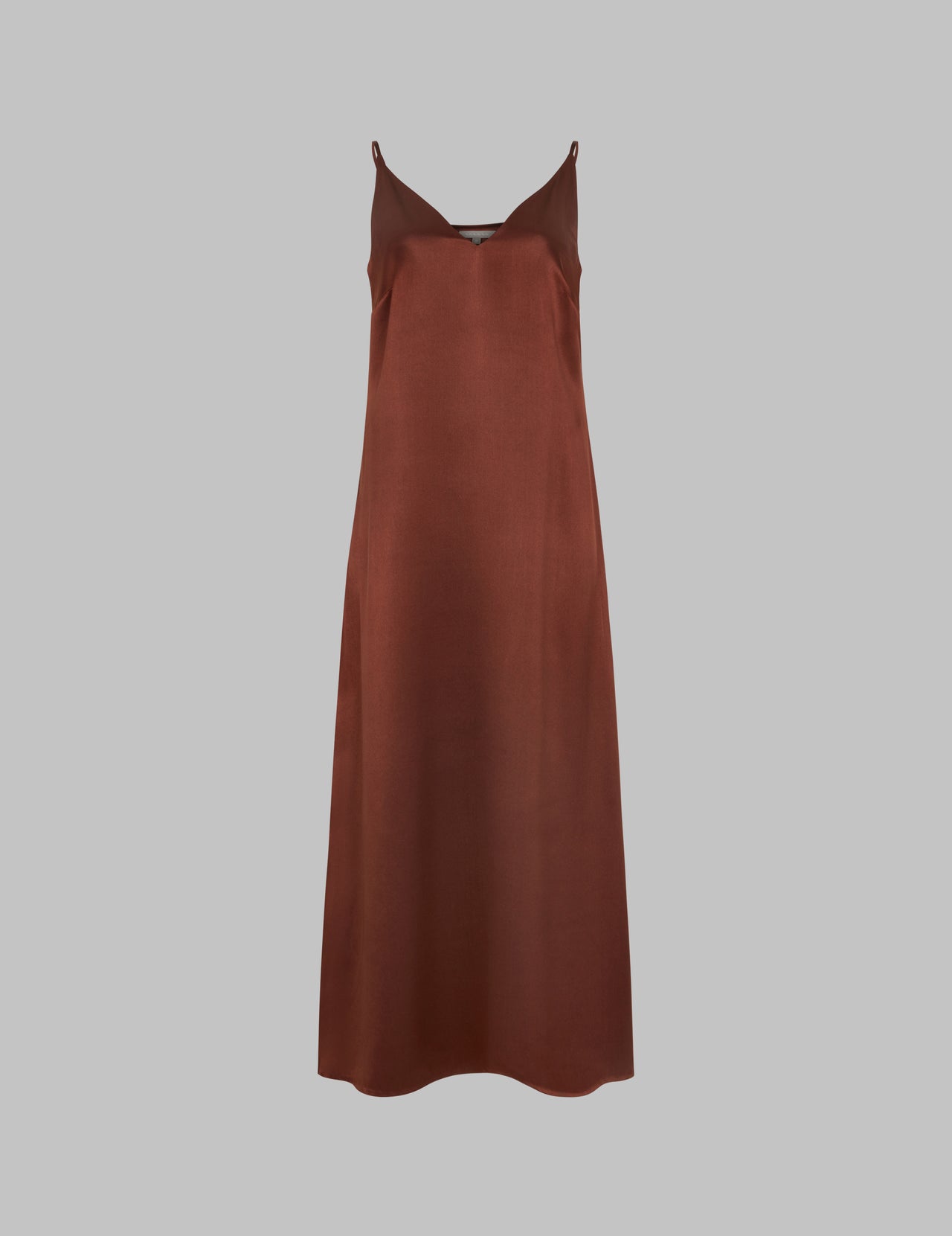  Brown Silk Satin Slip Dress 